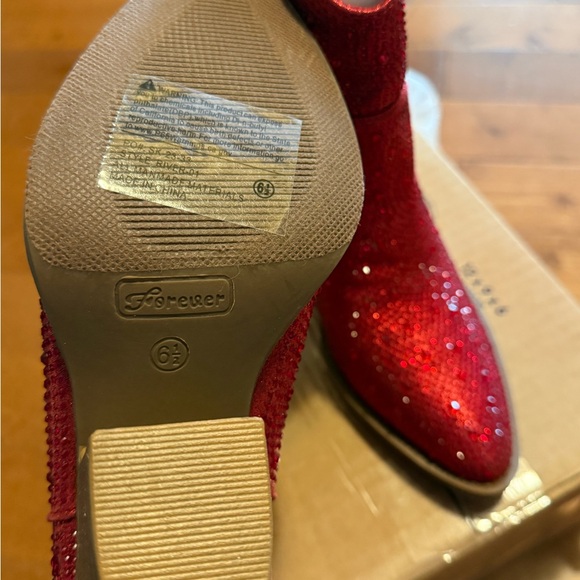 NEW- Forever Link Red Rhinestone Ankle Booties - Picture 6 of 7